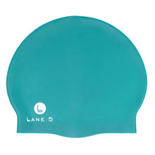 Load image into Gallery viewer, Lane5 Swim - 2-Pack Adult Silicone Swim Cap - Spotted Print and Solid Blue…
