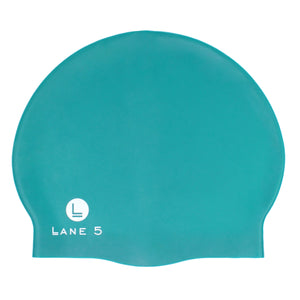 Lane5 Swim - 2-Pack Adult Silicone Swim Cap - Spotted Print and Solid Blue…