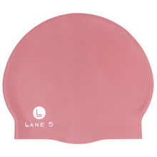 Load image into Gallery viewer, Lane5 Swim - 2-Pack Adult Silicone Swim Cap - Navy Tie-Dye Print and Solid Mauve
