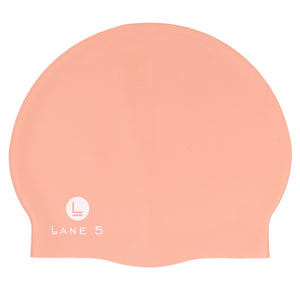 Lane5 Swim - 2-Pack Adult Silicone Swim Cap - Spring Floral Print and Solid Pink