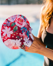 Load image into Gallery viewer, Maroon Floral and Periwinkle Swim Cap
