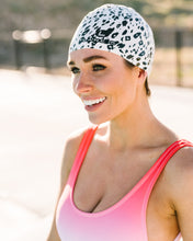 Load image into Gallery viewer, Leopard and Hot Pink Swim Cap
