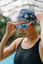 Load image into Gallery viewer, Lane5 Swim - 2-Pack Adult Silicone Swim Cap - Navy Tie-Dye Print and Solid Mauve
