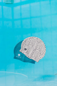 Lane5 Swim - 2-Pack Adult Silicone Swim Cap - Spotted Print and Solid Blue…