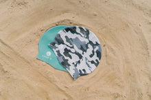 Load image into Gallery viewer, Lane5 Swim - 2-Pack Adult Silicone Swim Cap - Camo Print and Solid Green
